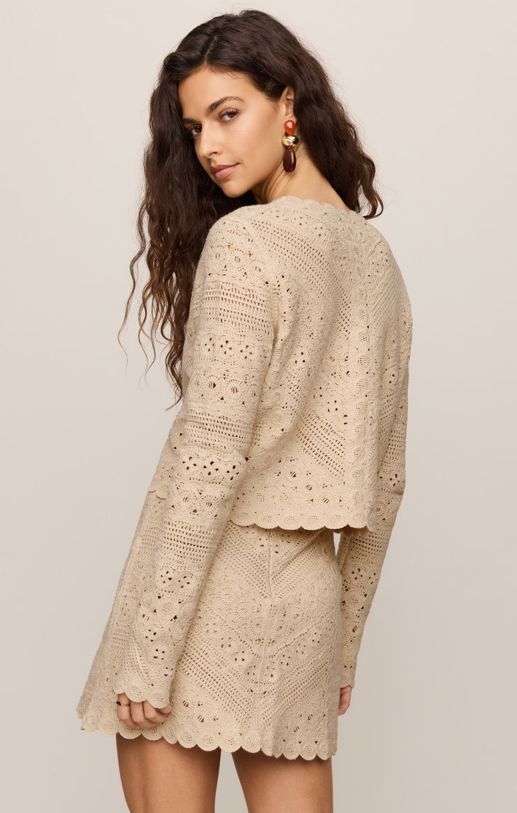Z Supply Cressa Cropped Crochet Cardigan-Natural