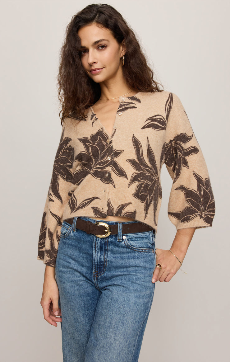 Z Supply Valor Floral Cardigan-Soft Ecru