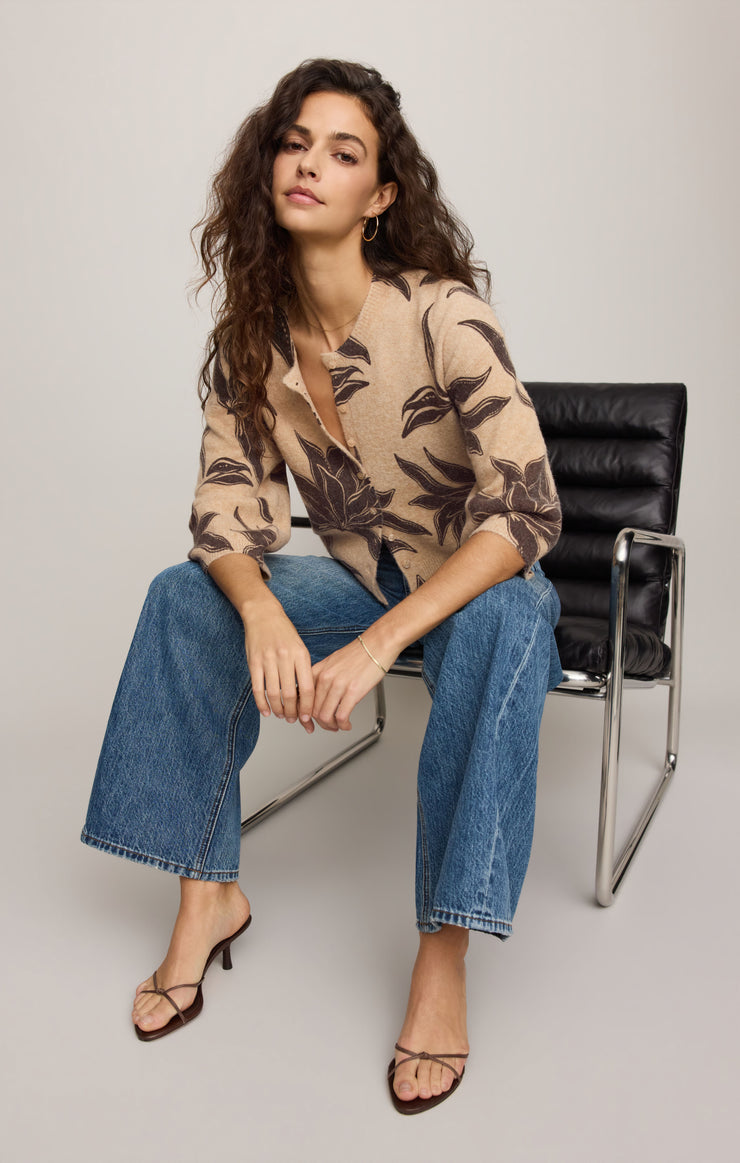 Z Supply Valor Floral Cardigan-Soft Ecru