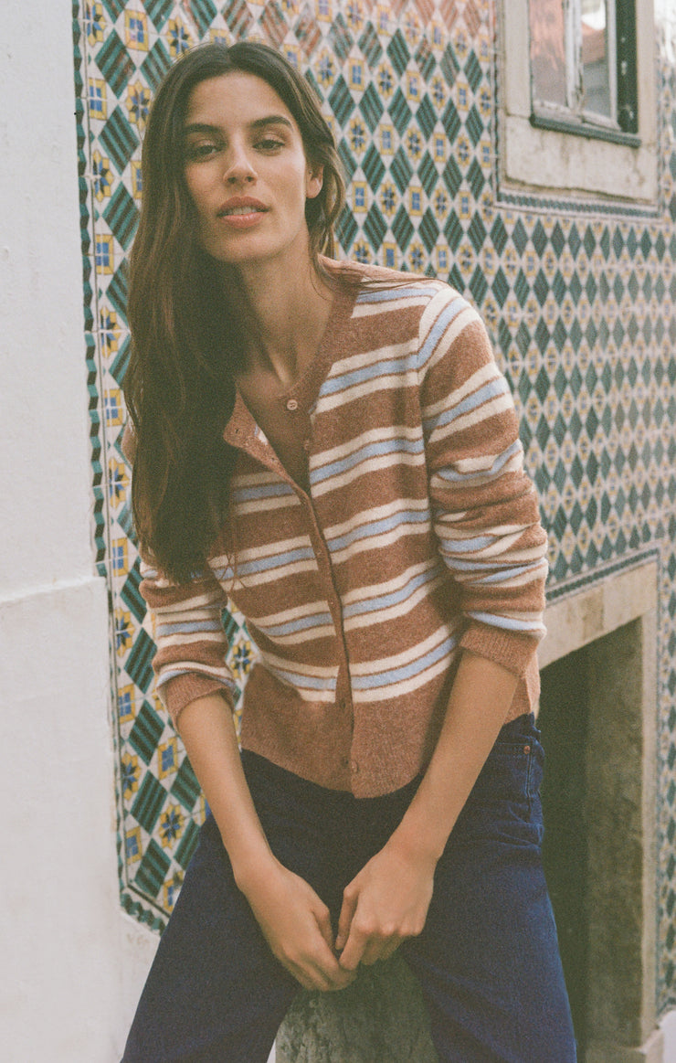 Z Supply Medina Stripe Cardigan- Golden Caramel
