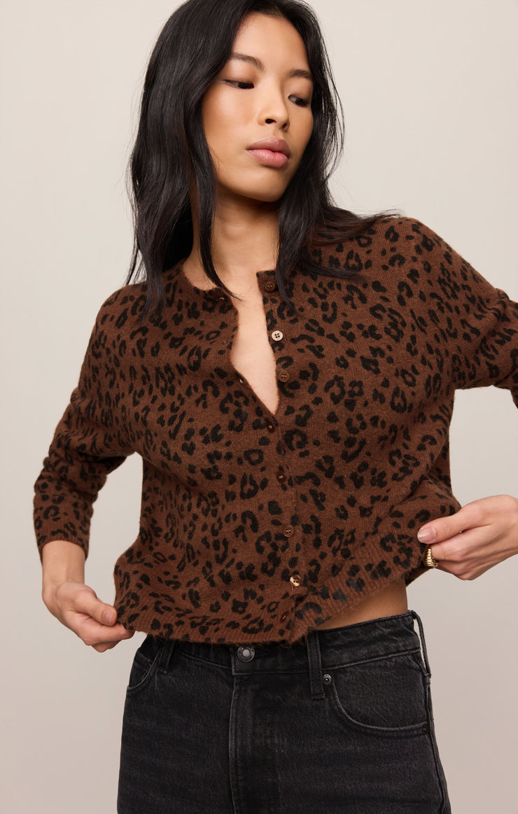 Z Supply Medina Leopard Cardigan- Burnt Umber