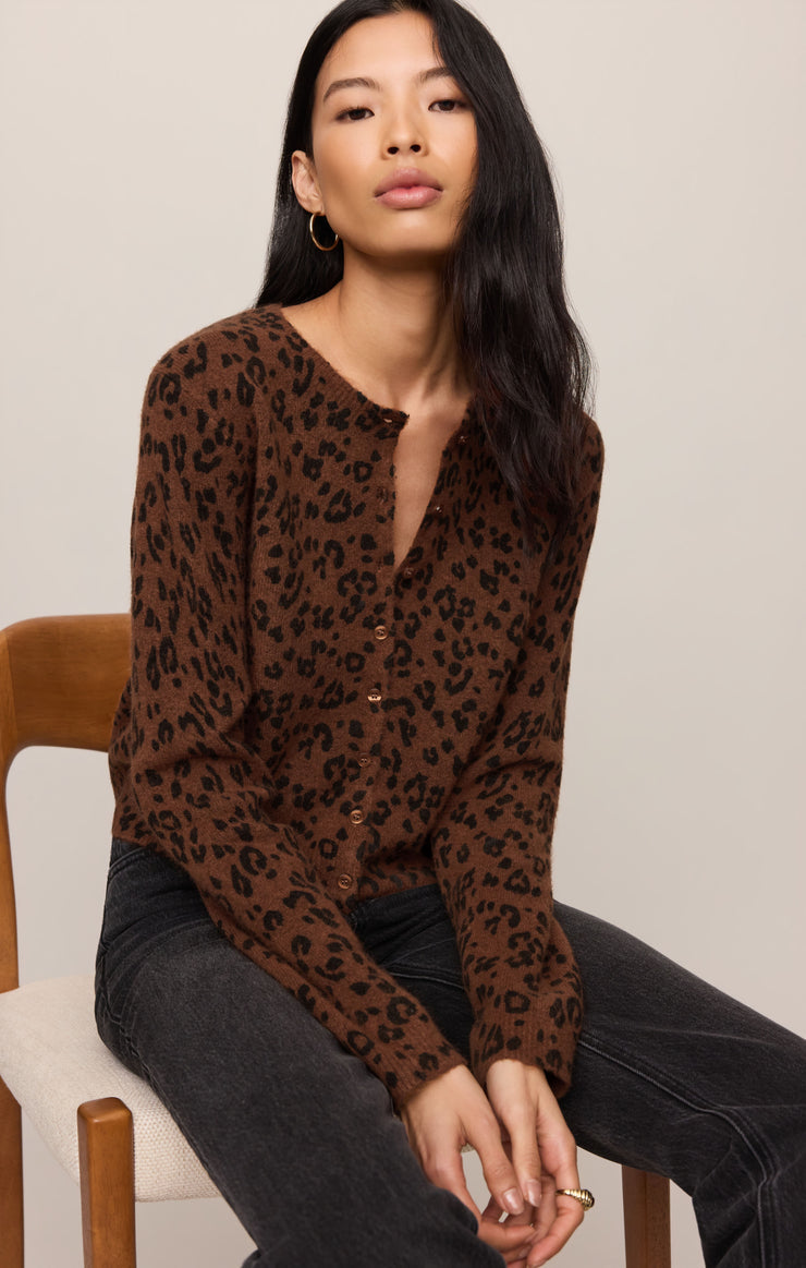 Z Supply Medina Leopard Cardigan- Burnt Umber