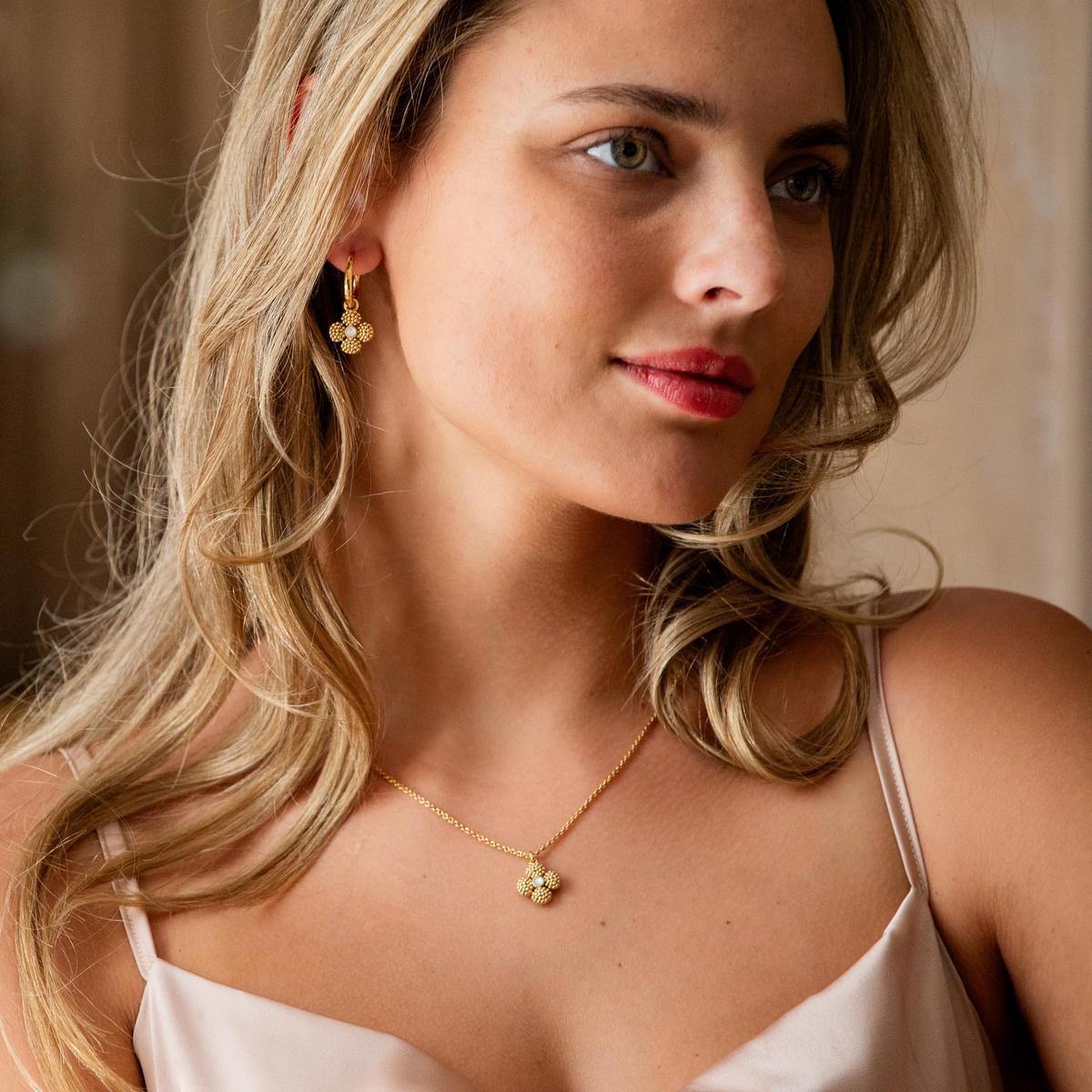 Capucine de Wulf “Berry Clover” Double-sided Charm Necklace 18"- MOP
