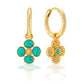 Capucine de Wulf “Berry Clover” Hoop Earrings with Double Sided Charm - Turquoise