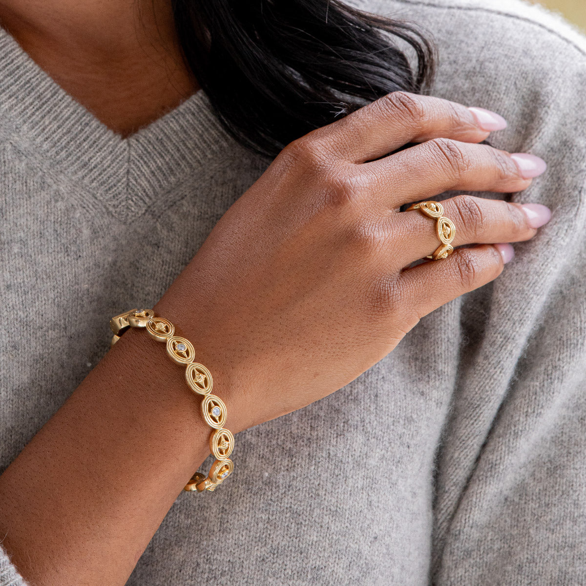Capucine de Wulf “Monique” Hinged Bangle - Clear Cubic Zirconia