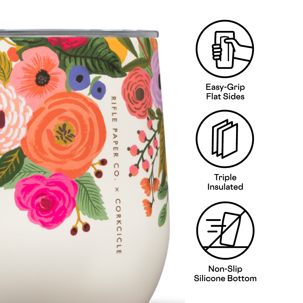 Corkcicle x Rifle Paper Co. “Garden Party Cream”- 12oz Stemless Tumbler