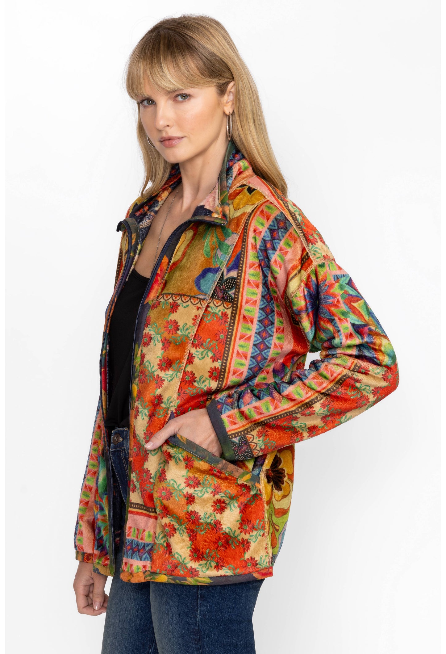 Johnny Was Joan Zip Sherpa Jacket-Tie Dye (Reversible)