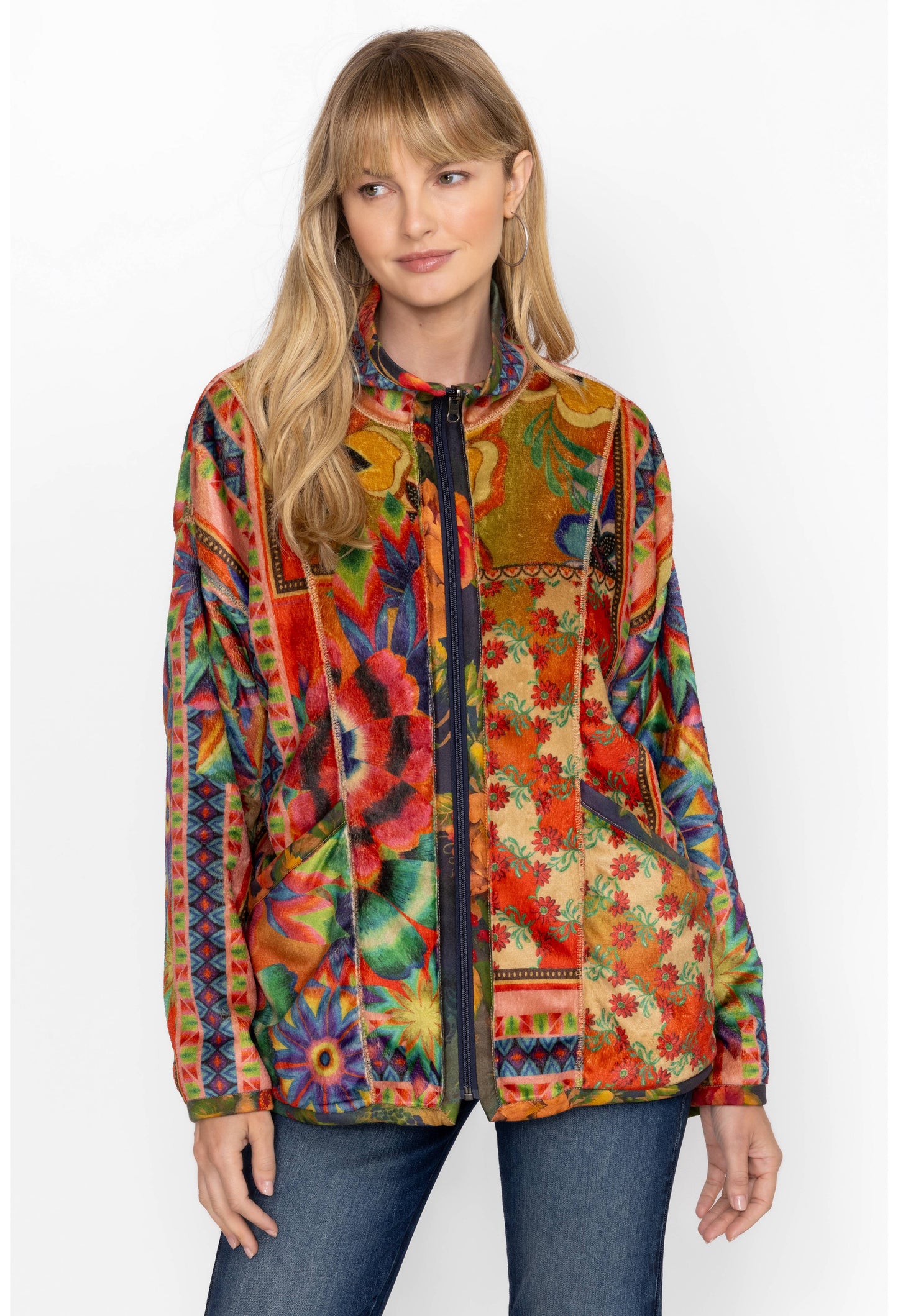 Johnny Was Joan Zip Sherpa Jacket-Tie Dye (Reversible)