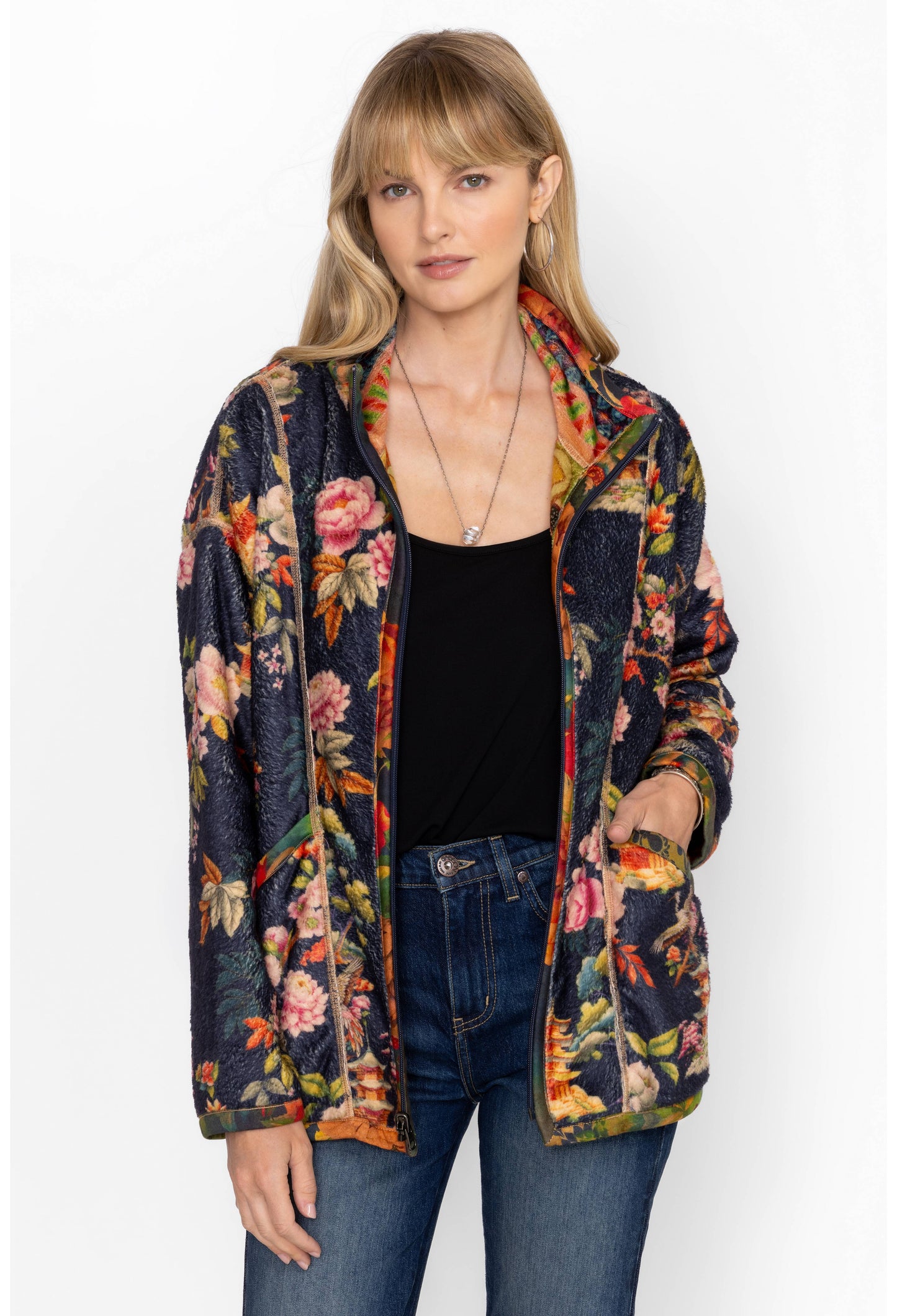 Johnny Was Joan Zip Sherpa Jacket-Tie Dye (Reversible)