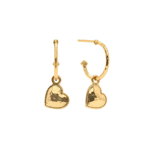 Capucine de Wulf “Love” Hoop Earrings w/Heart Charm-Gold