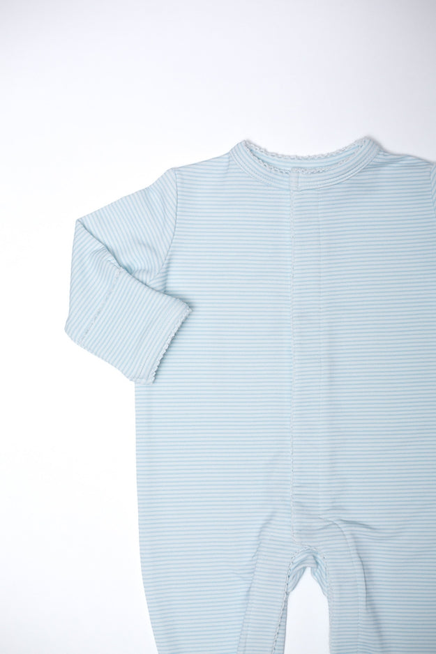 Bei Bei Snap Romper-Breezy Blue Stripes