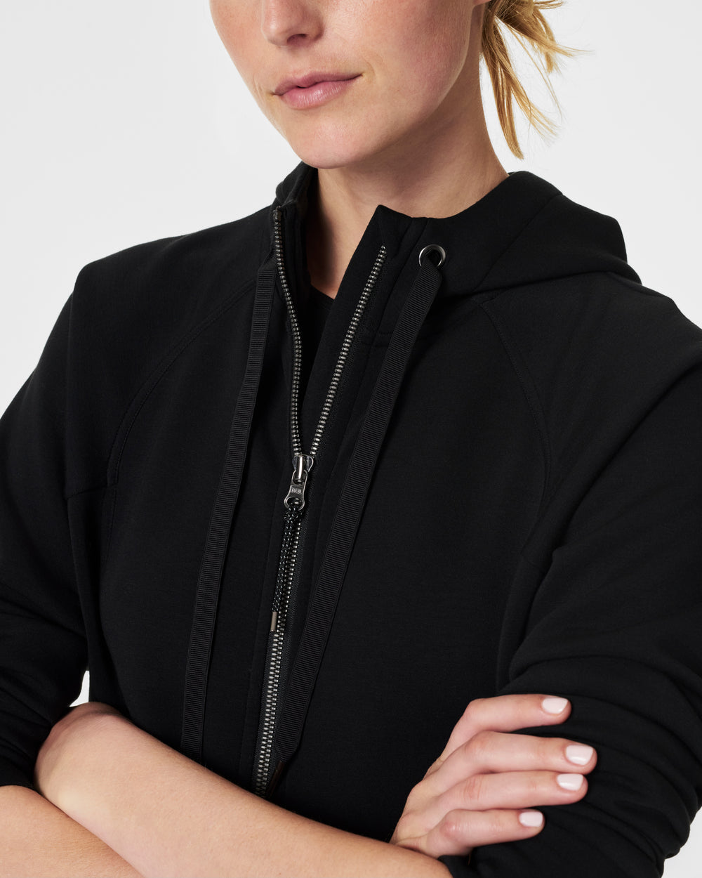 Spanx AirEssentials Full Zip Hoodie- Very Black