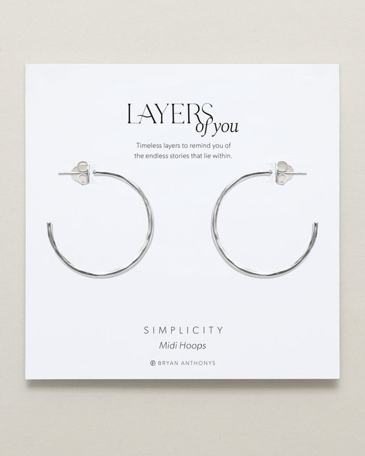 Bryan Anthonys "Simplicity" Midi Hoops-Silver