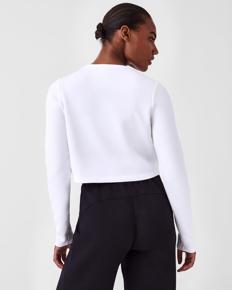 Spanx AirEssentials Cropped Long Sleeve Top-Powder