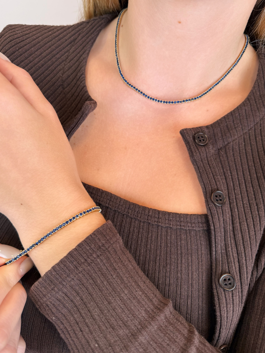 LeMel Blue Sapphire CZ Tennis Bracelet-7”