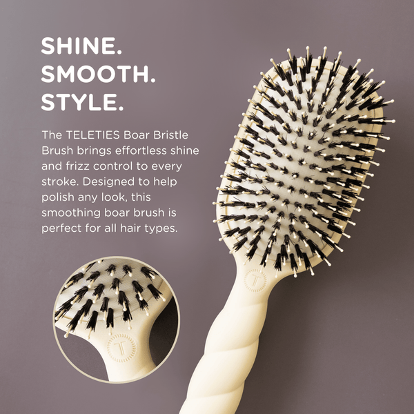 Teleties Full Sized Boar Bristle Hair Brush - Tan