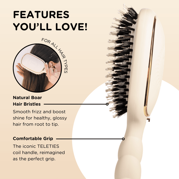 Teleties Full Sized Boar Bristle Hair Brush - Tan