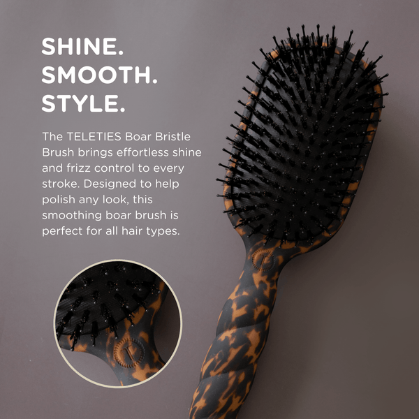 Teleties Full Sized Boar Bristle Hair Brush - Tortoise