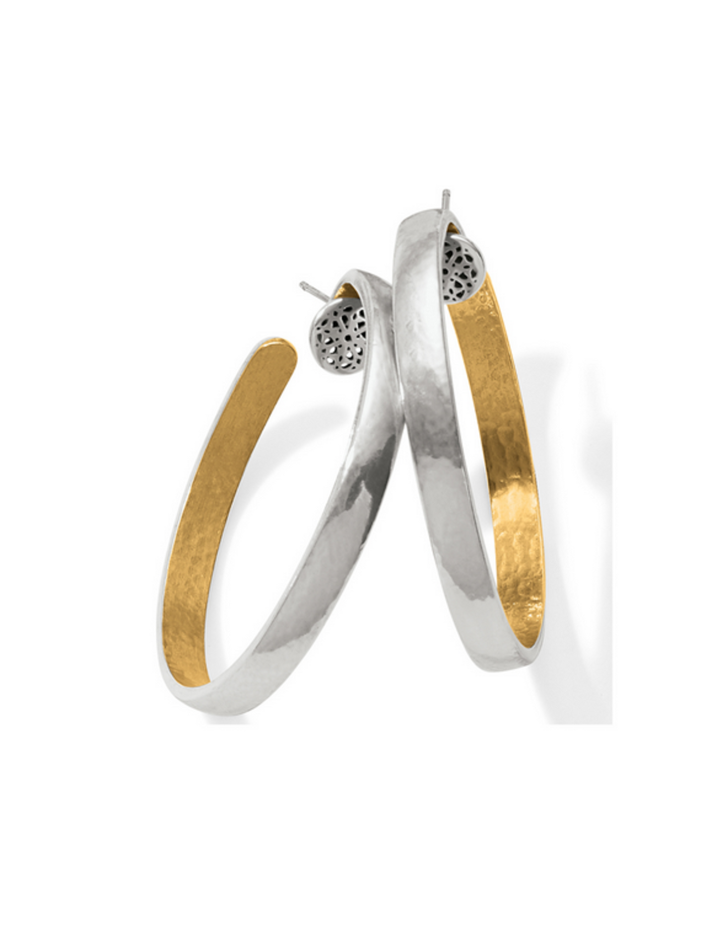 Brighton Ferrara Entrata Medium Hoop Earrings-Silver/Gold