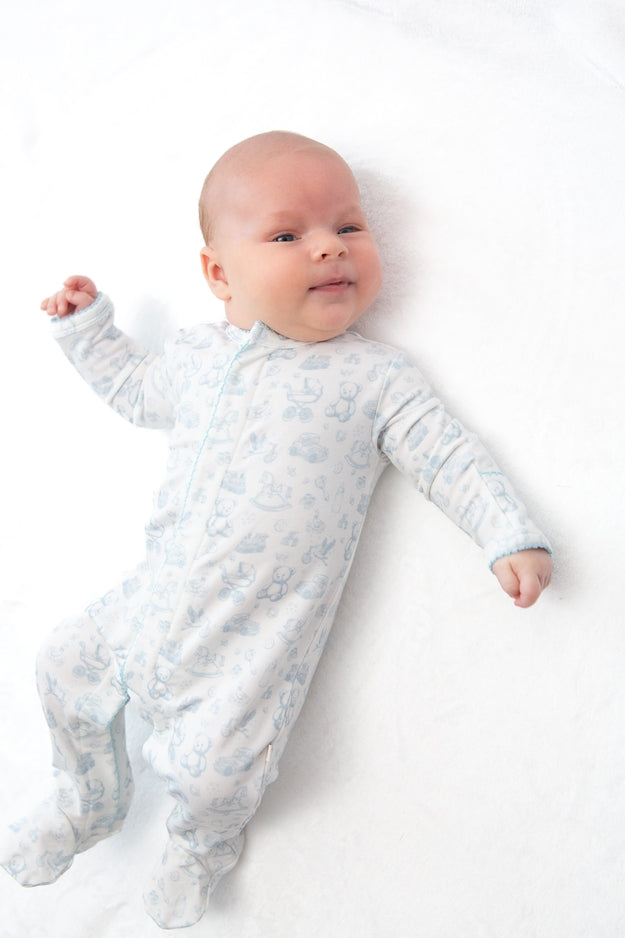 Bei Bei Snap Romper-Blue Toile