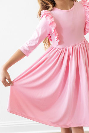 Mila & Rose Ruffle Twirl Dress-Bubblegum Pink