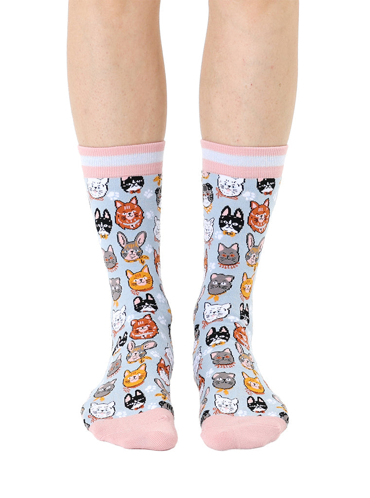 Living Royal Women's Bamboo Crew Socks - Cats