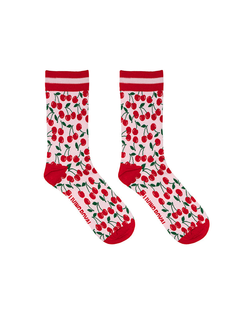 Living Royal Women's Bamboo Crew Socks - Cherry