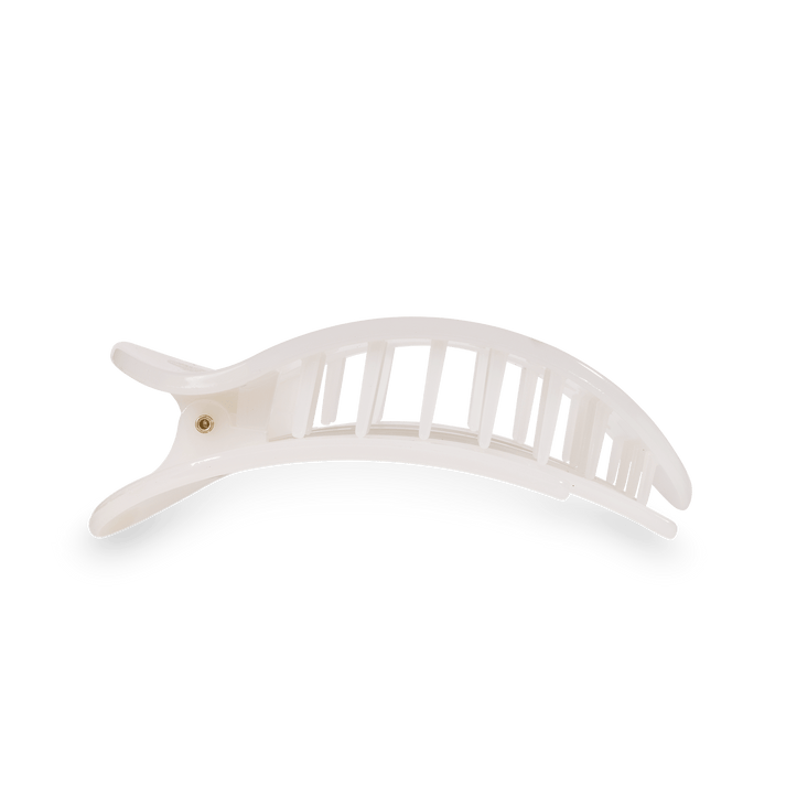 Teleties Medium Flat Round Hairclip- Coconut White