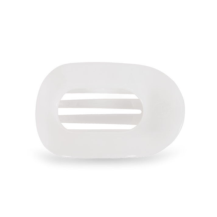 Teleties Medium Flat Round Hairclip- Coconut White