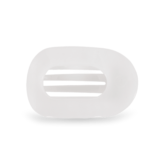 Teleties Medium Flat Round Hairclip- Coconut White