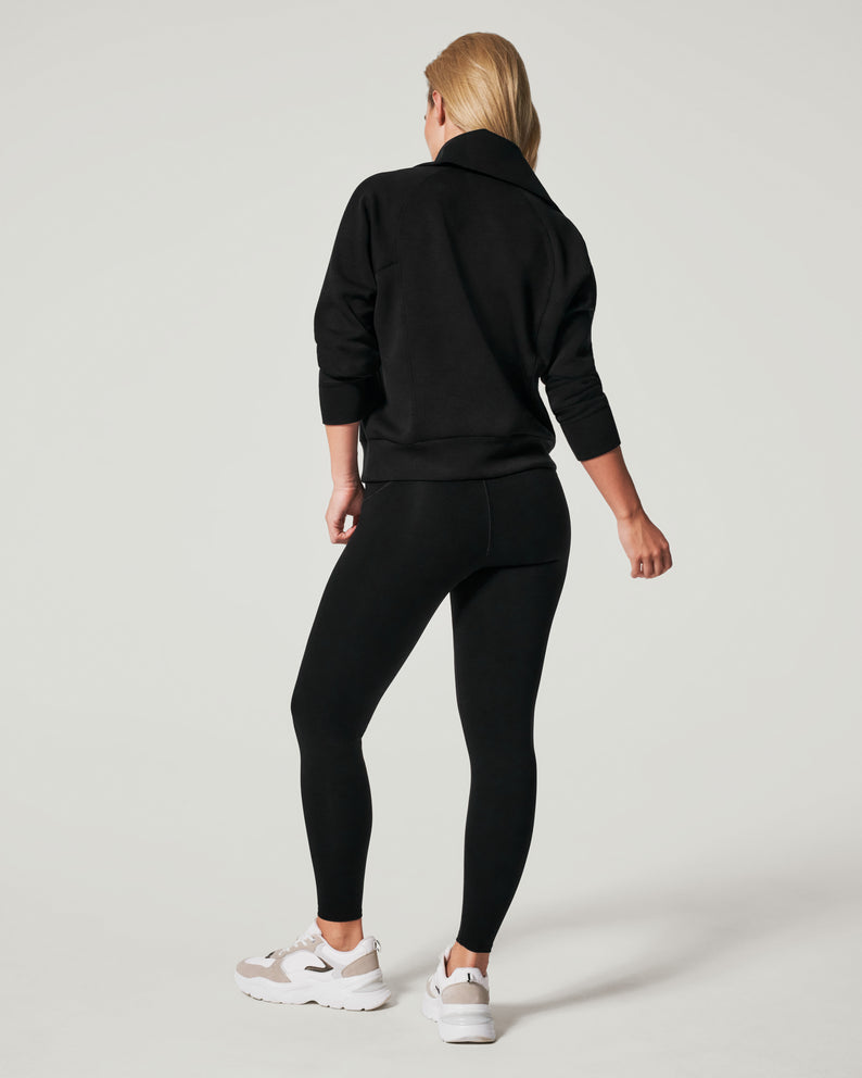 Spanx AirEssentials Half Zip-Very Black