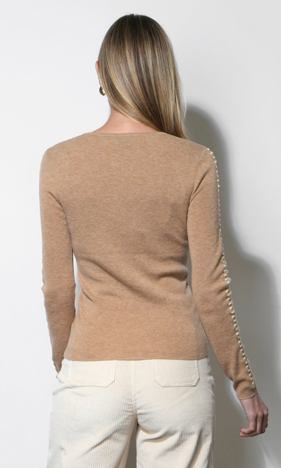 Greylin "Clementine" Whip Stitch Knit Top-Light Camel