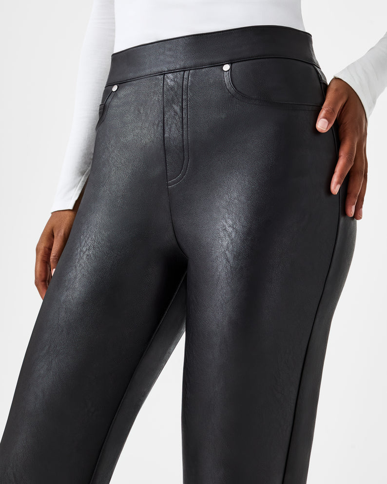 Spanx Leather-Like Slim Straight Pant-Luxe Black