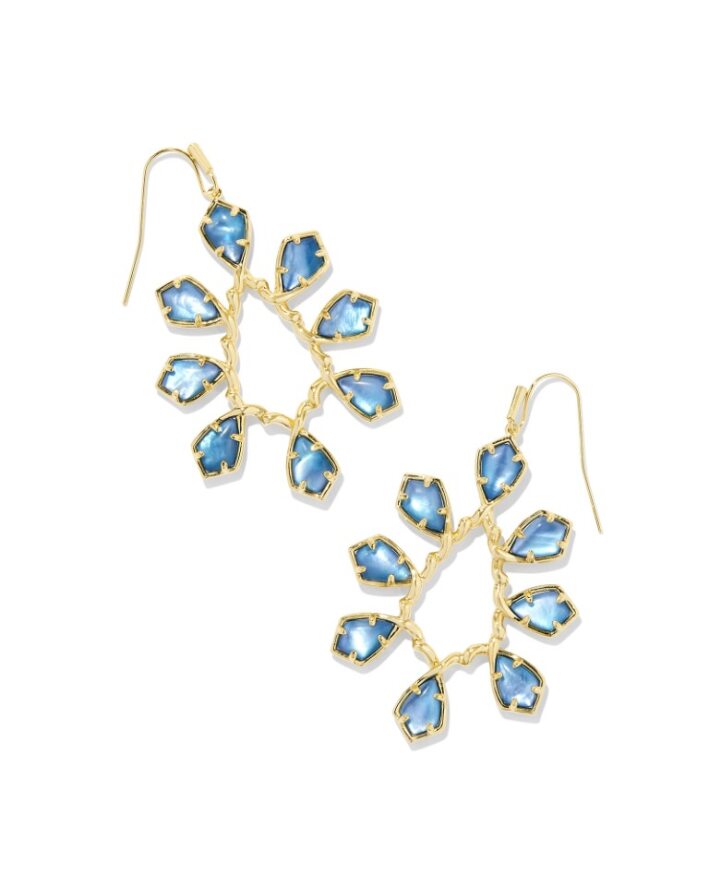 Kendra Scott Camry Open Frame Earrings-Gold Indigo Watercolor Illusion