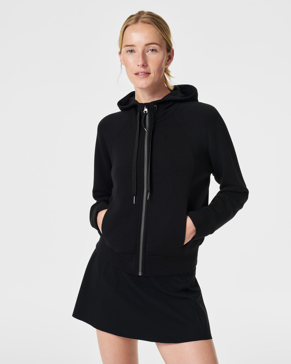 Spanx AirEssentials Full Zip Hoodie- Very Black