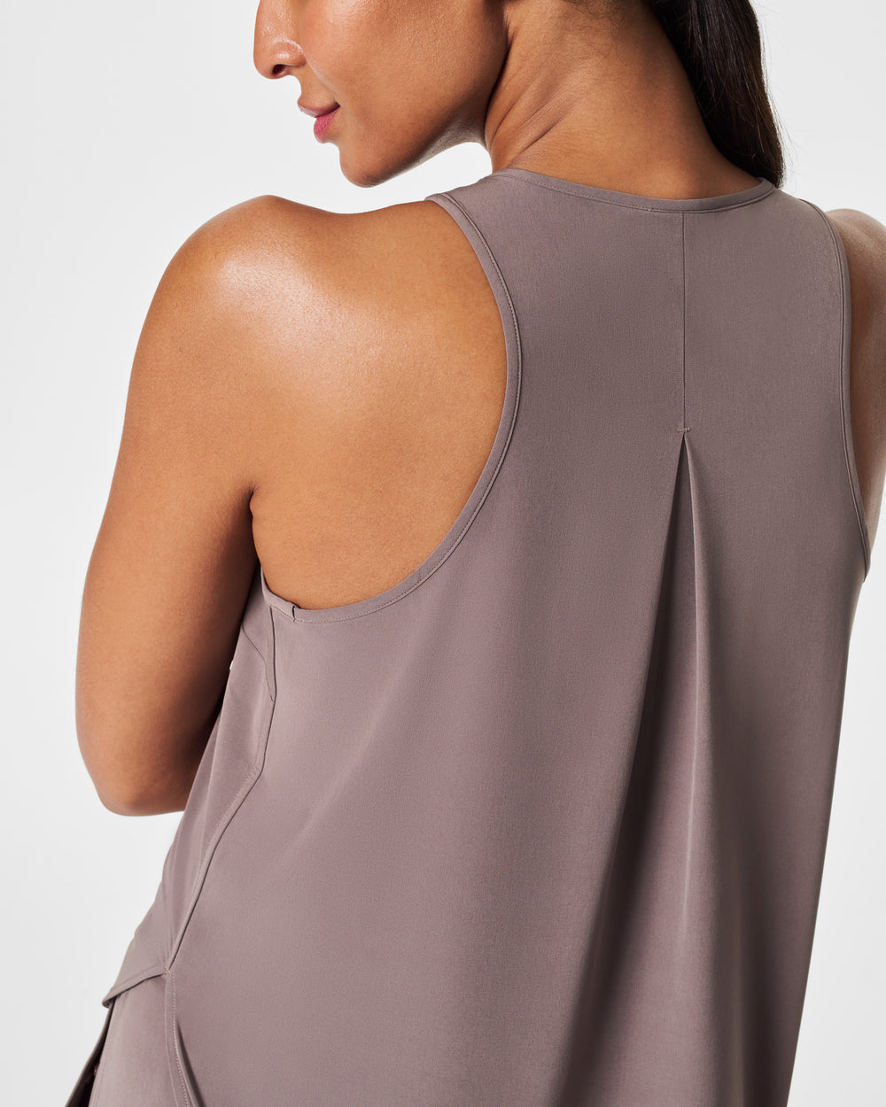 Spanx Casual Fridays Curved Hem Tank-Smoke