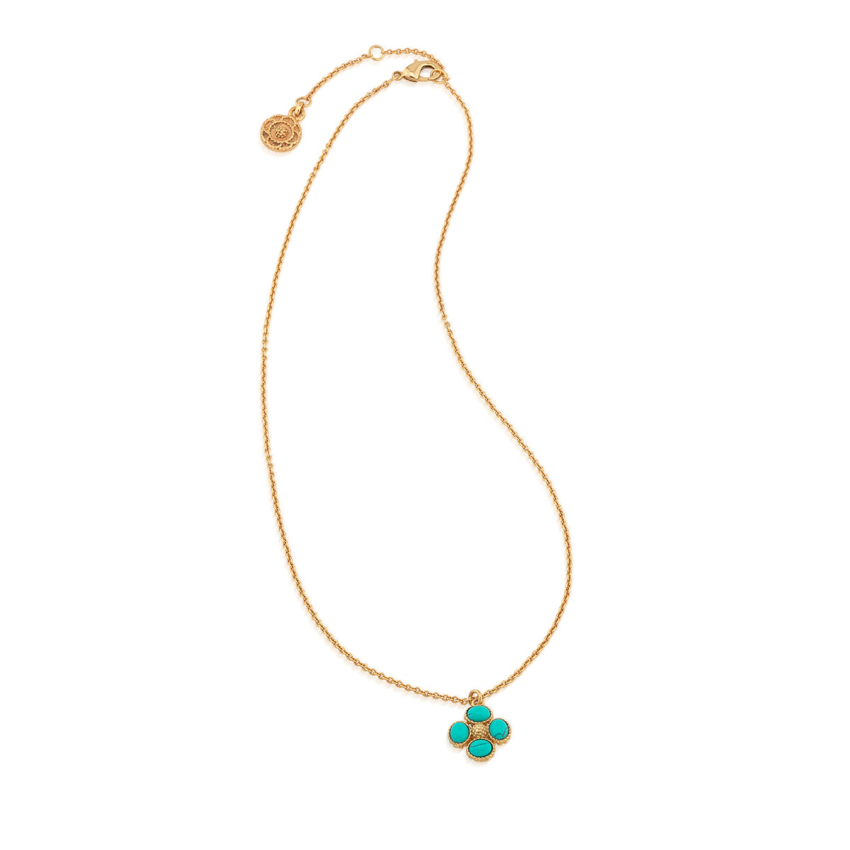 Capucine de Wulf “Berry Clover” Double Sided Charm Necklace, 16"+2" - Turquoise