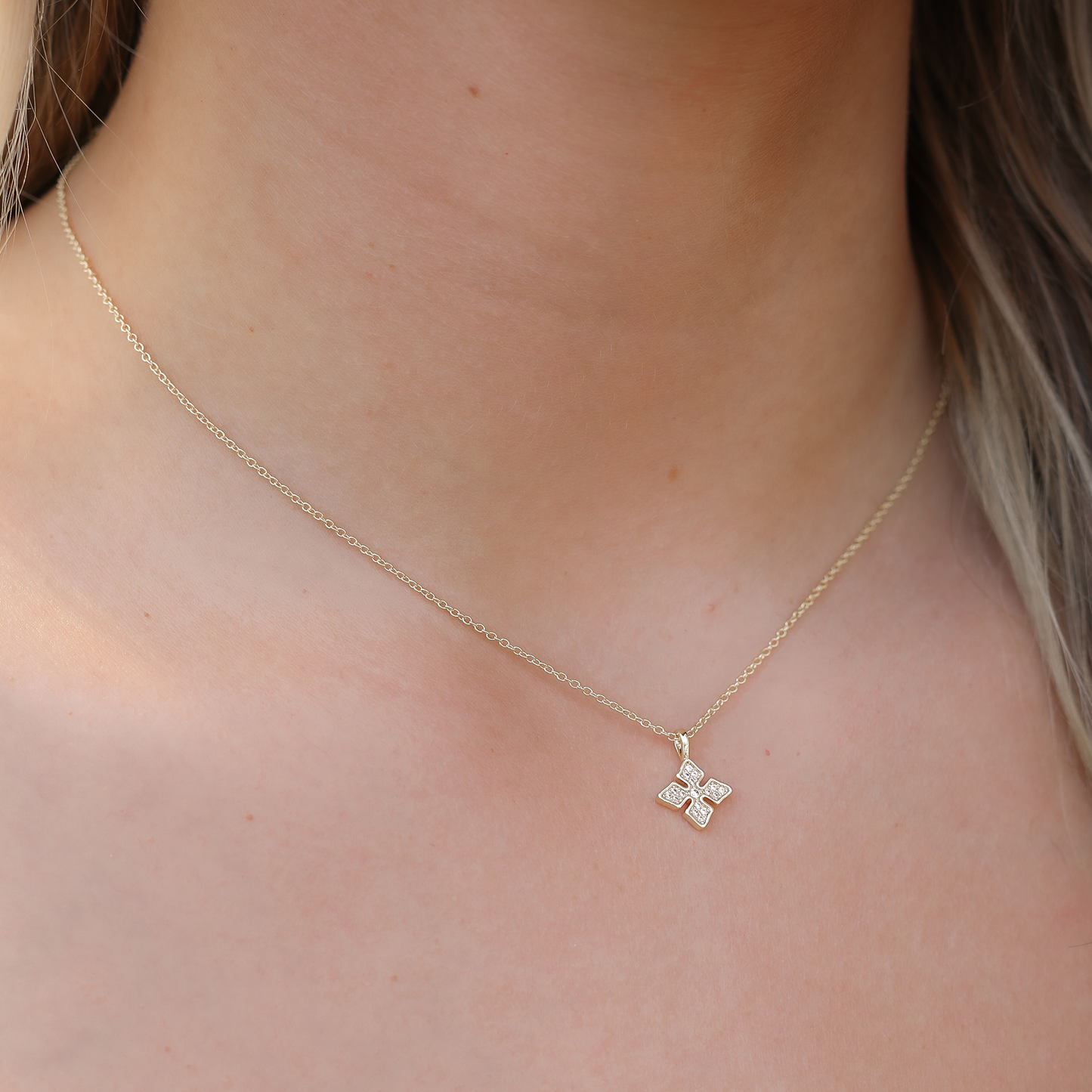 Natalie Wood Designs "Shine Bright" Cross Necklace-Gold