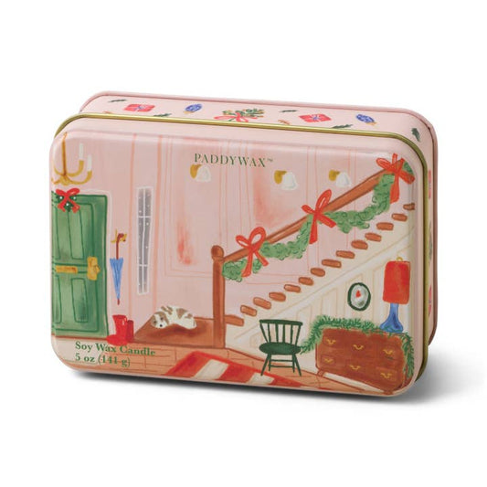 Paddywax Holiday 5 oz Candle Tin - Pomegranate Spruce