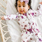 Caden Lane “Demi's Dusty Purple Floral” Ruffle Zipper Footie