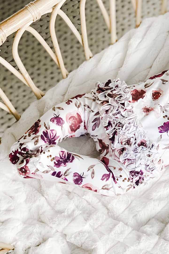 Caden Lane “Demi's Dusty Purple Floral” Ruffle Zipper Footie