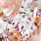 Caden Lane “Demi's Dusty Purple Floral” Ruffle Zipper Footie