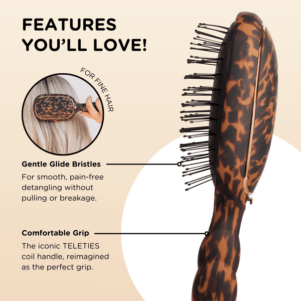 Teleties Full Sized Detangler Hair Brush for Fine Hair – Tortoise