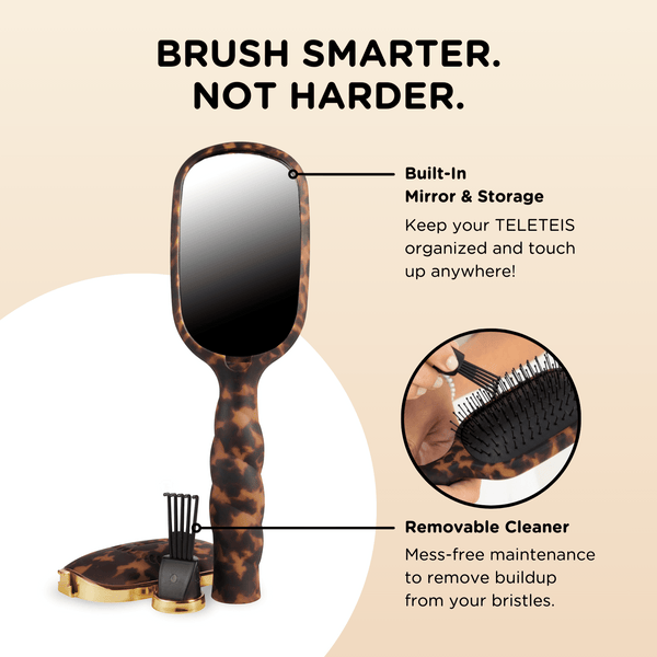 Teleties Full Sized Detangler Hair Brush for Medium Hair – Tortoise