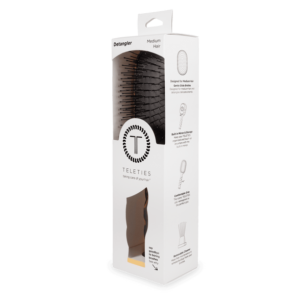 Teleties Full Sized Detangler Hair Brush for Medium Hair – Tortoise