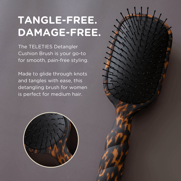 Teleties Full Sized Detangler Hair Brush for Medium Hair – Tortoise