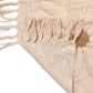 Creative Co-op Cotton Slub Throw with Tufted Flowers & Fringe-Natural & Tan Color