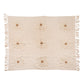 Creative Co-op Cotton Slub Throw with Tufted Flowers & Fringe-Natural & Tan Color