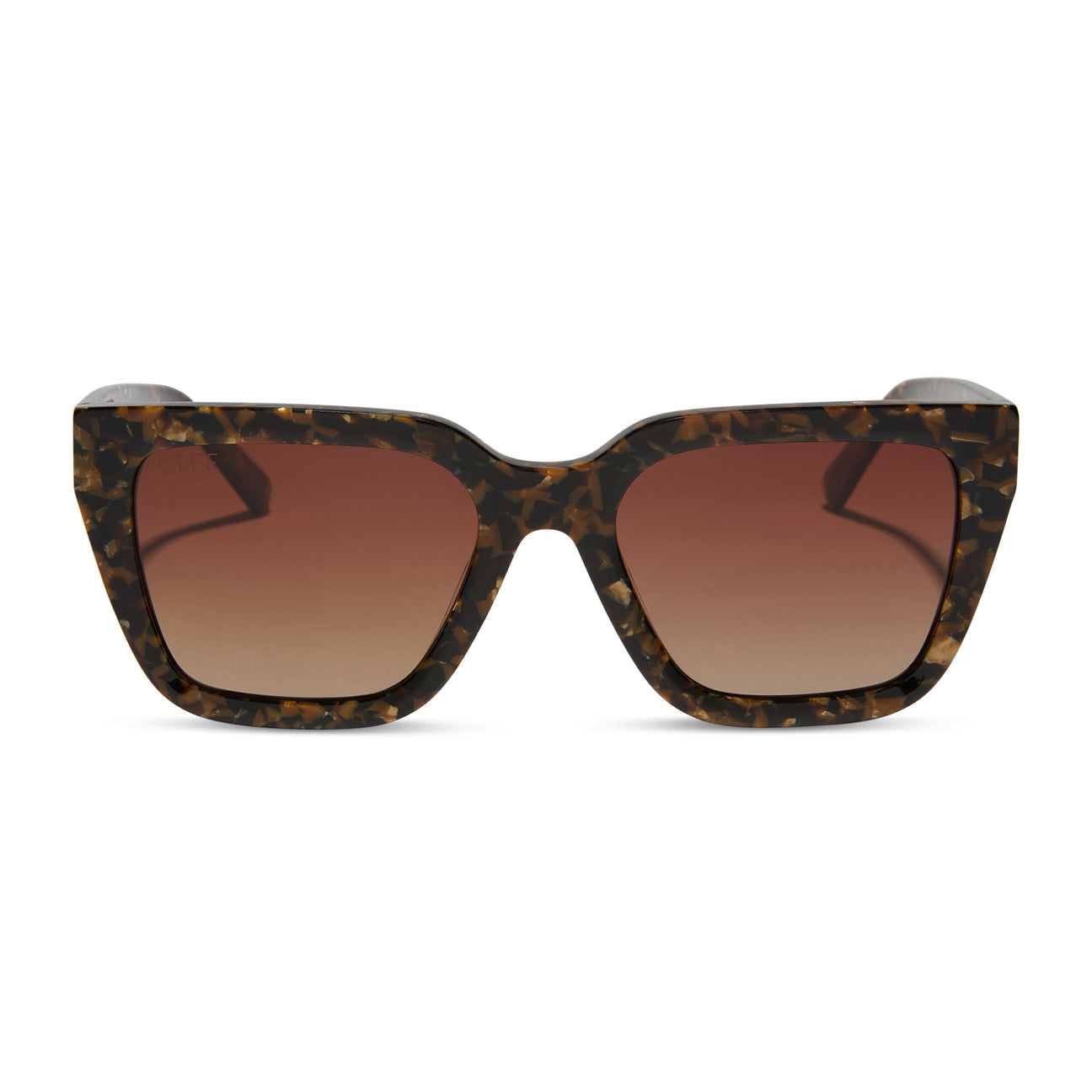 DIFF Eyewear “Amara” Glitter Tortoise Brown Gradient Polarized Sunglasses