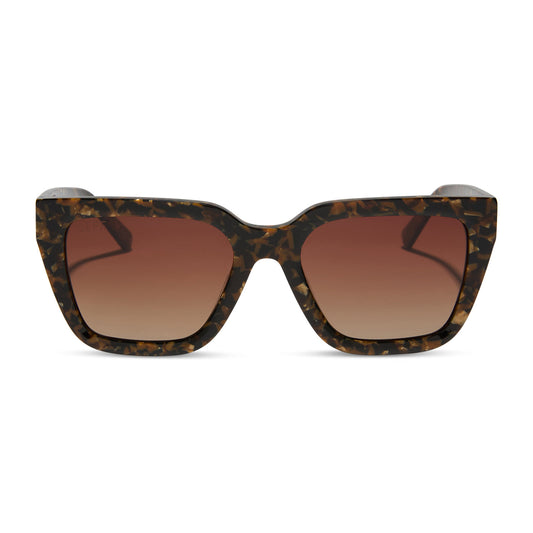 DIFF Eyewear “Amara” Glitter Tortoise Brown Gradient Polarized Sunglasses